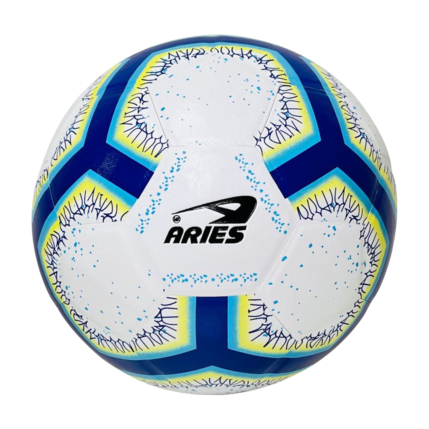 PELOTA DE FÚTBOL ARIES PVC VULCANIZADO SIZE 5 BLANCO/AZUL/AMARILLO