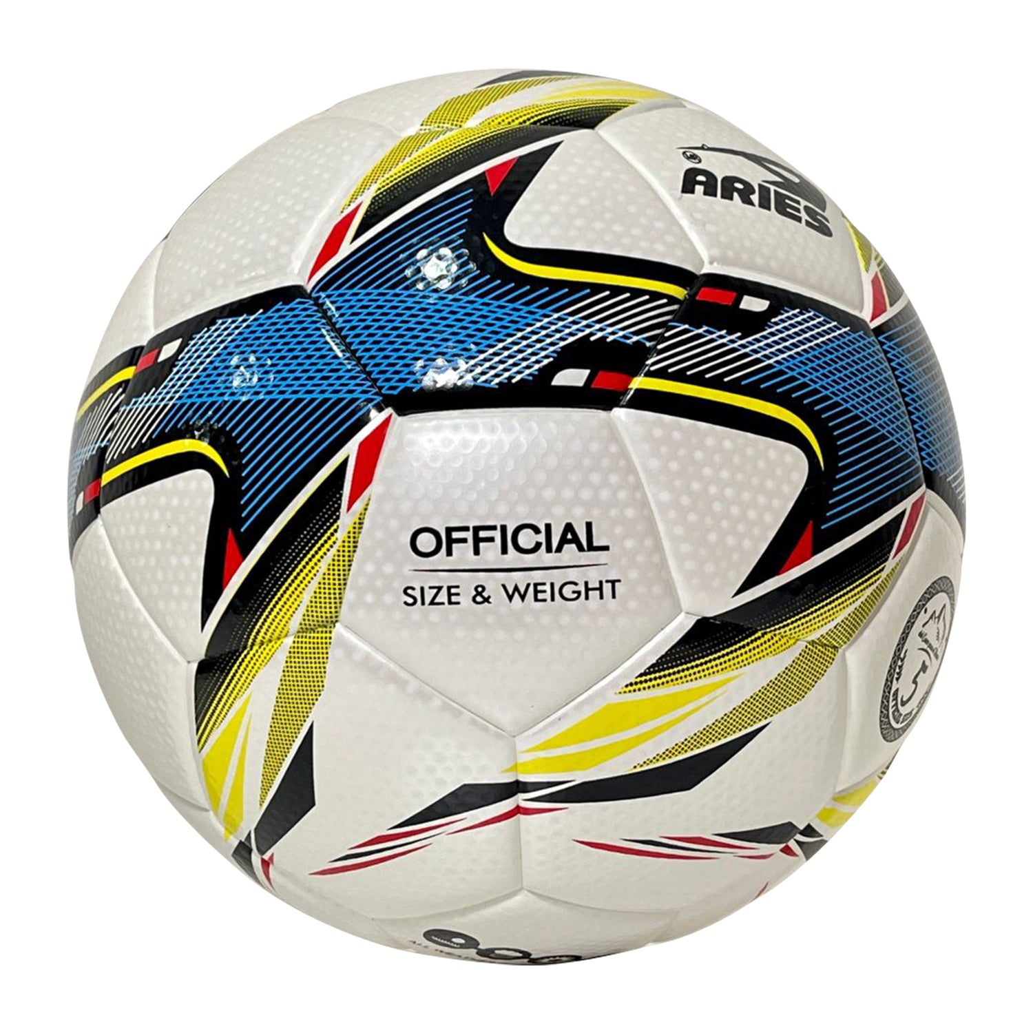 PELOTA DE FÚTBOL ARIES TOP QUALITY PROFESIONAL SIZE 5 BLANCO/AZUL