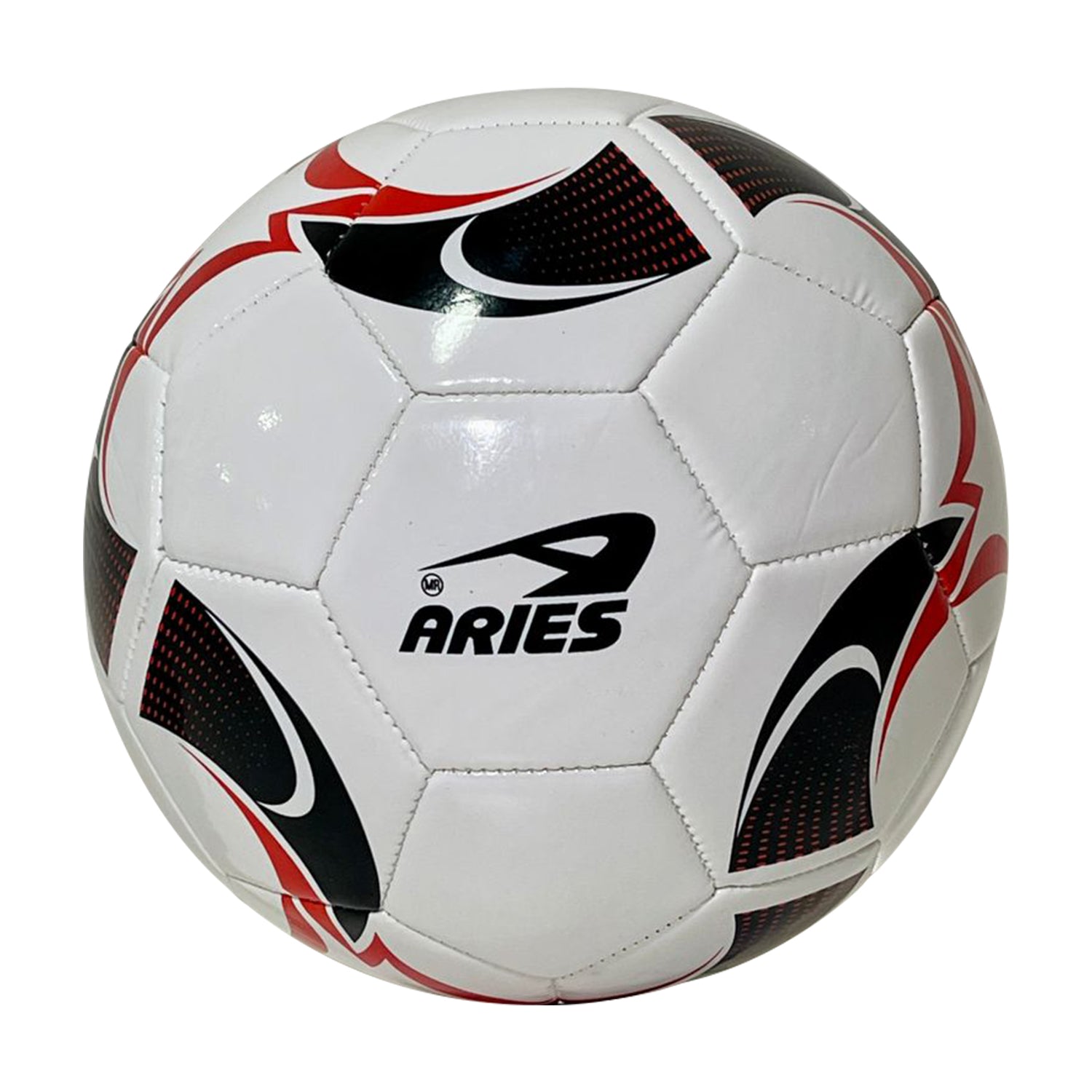 PELOTA DE FÚTBOL ARIES PVC COSIDO SIZE 5 BLANCO/NEGRO/ROJO