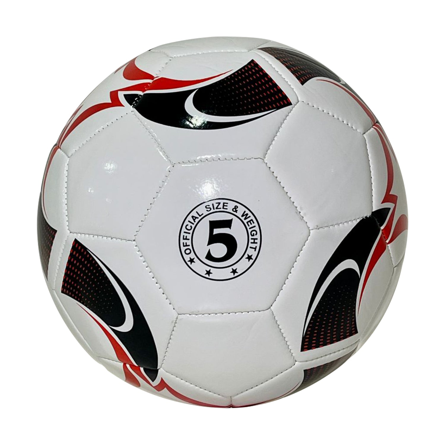 PELOTA DE FÚTBOL ARIES PVC COSIDO SIZE 5 BLANCO/NEGRO/ROJO